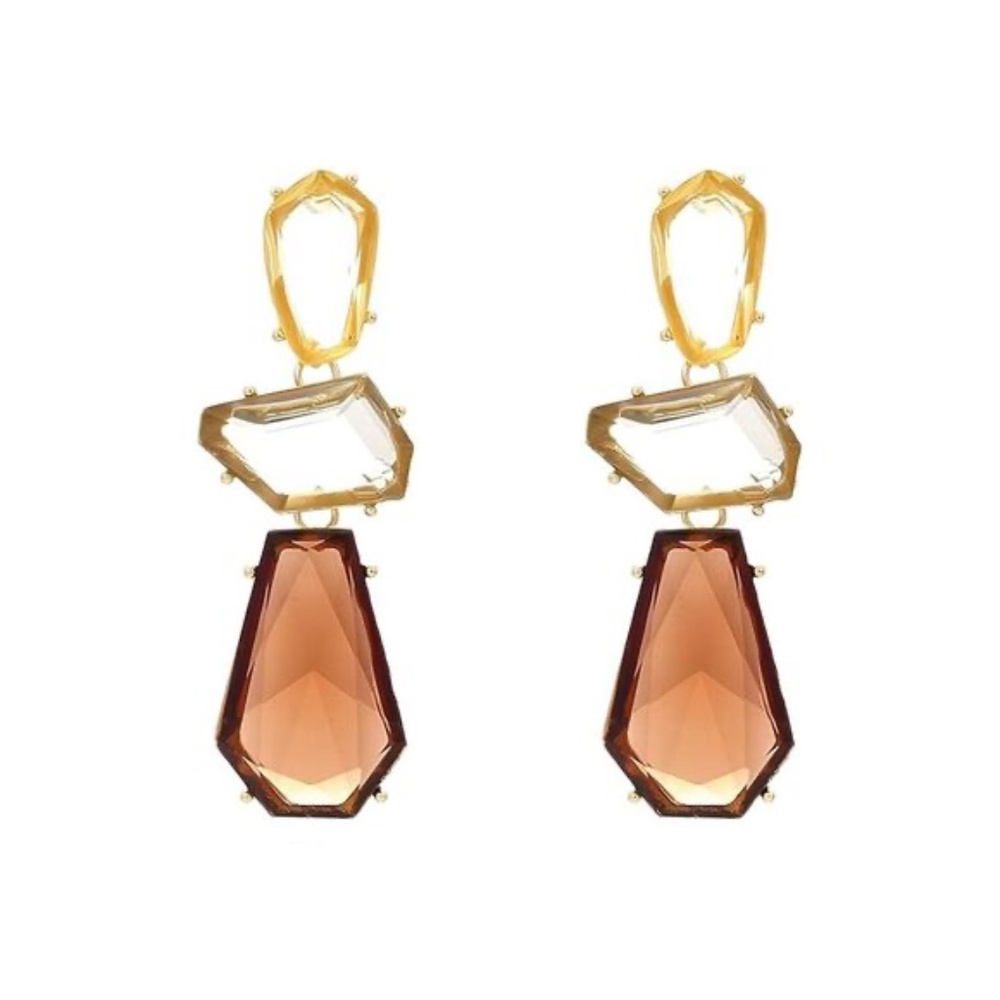 Liv Oliver 18K Plated 18.75 ct. tw. Quartz Geometric Earrings